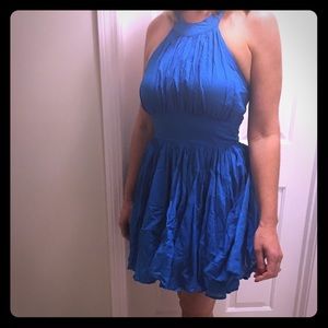 Short blue halter top dress